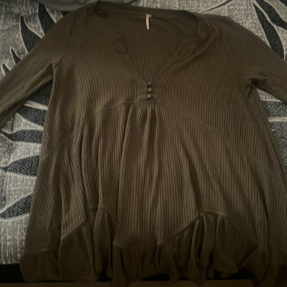 Free People Forest Green Long sleeve oversized dress